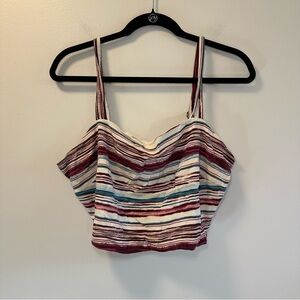 Society + Stitch Womens Maroon/Blue/white Stripe Crop Tank Top Sz 2XL